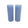 Kaars rustiek BAILEY - Lichtblauw - Paraffine - &Oslash; 7 x h 19 cm - Set van 2