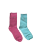 Sokken hartjes / love - Roze / Lichtblauw - Maat 31 / 34 - Set van 2 - Fashion Socks