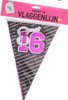 Sweet Sixteen Vlaggenlijn - Zwart / Roze - Luxe Folie - 2.6 Meter