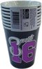 Sweet Sixteen Bekers - Zwart / Paars - Papier - Party Cups - Verjaardag - Set van 8