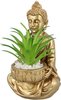 Boeddha met vetplantje - Assorti - Boeddha - Kunstplanten - 9.5 x 9.5 x 13 cm