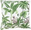Sierkussenhoes Botanisch Motief met Aap JORRIT - Lichtgroen / Wit - Katoen - 40 x 40 cm - Kussenhoes - Hoes - Kussen