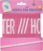 Hoera een dochter lint - Roze / Wit - Baby Shower - Kunststof - 10 Meter
