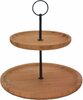 Luxe etagere 2 verdiepingen RAJEZ - Lichtbruin / Zwart - Metaal / Hout - H 23,5 cm - Koekjesschaal - Hapjesschaal - Serveerscha