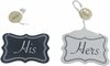 Deurhanger met tekst "His" en ''Hers'' - Zwart / Wit - Hout - 20 x 13 cm - Set van 2 
