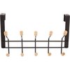 Kapstok deur CERRANO - 10 haaks - Zwart - Metaal / Hout - Ophangrek - 34 x 20 x 14 cm