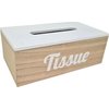 Moderne Tissuebox / Tissuehouder JACKLYN - Strak Design - Wit / Lichtbruin - Hout - 25 x 14 x 9 cm