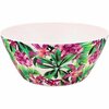 Schaaltje met plant en bloem print SANDER - Paars / Groen - Melamine - ⌀ 15 x h 7 cm - Set van 2 - Schaaltje - Bestek - 