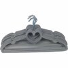 Kledinghangers hartjesvorm GERALDINE velvet look - Grijs / Zilver - Metaal / Kunststof - l 41 cm - 10 stuks - Klerenhanger - Kl