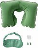 Reisset OpblaasbReisset Opblaasbaar BENNY - Nekkussen + Slaapmasker + Oordopjes - Groen - Vliegtuig - Reizen - Velvet / Fluweel