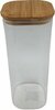 Luxe bamboe voorraadpot voor Spaghetti Thai - Transparant / Lichtbruin - Glas / Bamboe - 10 x 10 x 25 cm - Maat XL - Voorraad -