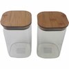 Luxe bamboe voorraadpot Thai - Transparant / Lichtbruin - Glas / Bamboe - 10 x 10 x 15 cm - Maat S - Set van 2 - Voorraad - Pas