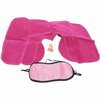 Reisset Opblaasbaar - Nekkussen + Slaapmasker + Oordopjes - Roze - Opblazen - Velvet / Fluweel - Reizen - Vakantie - Vliegen - 