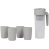  ROSALIE - Kunststof schenkkan met 4 drinkbekers - Tranparant / Grijs - Kan met filter - 1 liter - Slijt - en breekvast