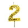  Taartkaarsje voor 2 jarige - Geel  / Glitter - Cijferkaars  - Taartkaars - verjaardag - cijfer kaars - Verjaardagskaars - Taar