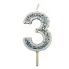 Taartkaarsje voor 3 jarige - Lichtblauw / Glitter - Cijferkaars  - Taartkaars - verjaardag - cijfer kaars - Verjaardagskaars -