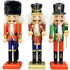  Notenkraker - Rood / Groen / Blauw / Goud - Hout - 3.5 x 3.5 x 13 cm - Set van 3 - Assorti - Kerstdecoratie - Kerstpoppetjes  