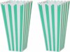 Popcorn bak herbruikbaar - Mint / Wit - Kunststof - 9 x 9 x 19 cm - Set van 2 