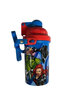 Flip Top Drinkbeker Bidon Avengers met rietje en handige 2 Go Koord - Rood / Blauw - Kunststof - 400 ml - Waterfles - Fles - Bi