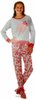 Pyjamapak met bloemetjes - Grijs / Rood - Polyester - Maat 98 / 104