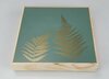 Houten schilderij met blad motief BOTANICA - Goud / Groen / Bruin - Hout - 20 x 20 x 3.7 cm - Vierkant