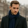 Lange Sjaal DANIEL - Donkerblauw / Multicolor - Heren - Acryl