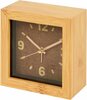 Mini wekker KAIDEN - Beige - Hout / Metaal - 10,5 x 5,5 x 10,5 cm - Klok met alarmfunctie