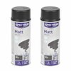 Spuitbusverf Mat Zwart - Meubelspray - Lakspray - Heat Resistant - Spuitverf - Sneldrogend - Acrylaat lak - Set van 2 (2x 400 m
