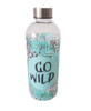 Waterfles met tekst &quot;Go Wild&quot; - Blauw / Zwart / Transparant / Zilver - Plastic