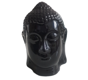 Beeld boeddha hoofd VINCE - Zwart - 16 cm