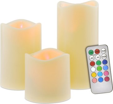 LED kaarsen met afstandbediening JAIMY - Creme - set van 3 - 10 / 12.5 / 15 cm
