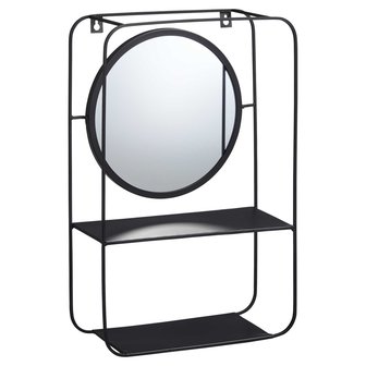 Wandrek met spiegel LORENZ - Zwart - Metaal - 12 x 29.5 x 45 cm