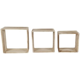 Wandboxen IRENE - Bruin - Hout - Set van 3 - Vierkant