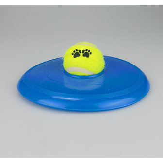 Honden frisbee &amp; tennisbal - Blauw / Geel - Kunststof - &Oslash; 12 &amp; &Oslash; 6 cm - Rond -1
