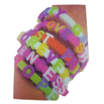 Maak Je Eigen Armband Met Tekst Meisjes Assorti - Multicolor - Kunststof - 8 Cm - Set van 2