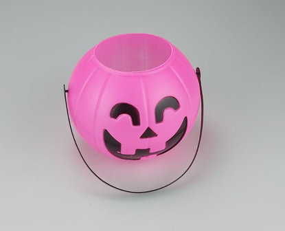 Halloween snoep emmer - Roze - Kunststof - Set van 2 - &Oslash; 18 cm-2