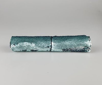 Tafelloper met pailletten AURORA - Blauwgroen / Zilver - Sequin - 25 x 125 cm - Dubbelzijdig-1