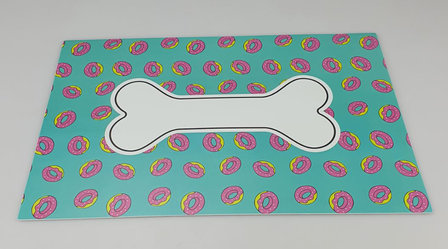 Dieren placemat Donuts - Honden / katten mat - Roze / Groen - Kunststof - 43 x 29 cm - Rechthoek-1