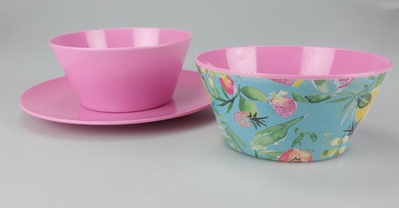 Bord MILA - Roze - Melamine - &Oslash; 22.5 cm - Rond - Set van 4-3