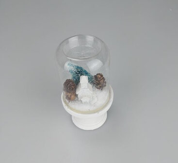 Mini Stolp - Huisje - Wit / Groen - Keramiek / Glas - &Oslash; 7 x 15 cm-1