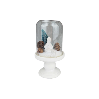 Mini Stolp - Huisje - Wit / Groen - Keramiek / Glas - &Oslash; 7 x 15 cm