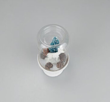 Mini Stolp - Rendier - Wit / Groen - Keramiek / Glas - &Oslash; 7 x 15 cm-1