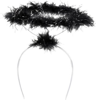  4x Engeltjes diademen zwart met veren halo - Engel verkleed diadeem/hoofdband/tiara-1