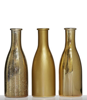 Fles LOUISA - Goud - Glas - Set van 3 - &Oslash; 6,5 x h 18,5 cm