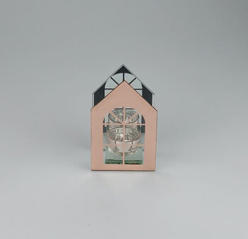 Theelichthouder huis FLEUR - Brons - Metaal / Glas - 25 x 25 x 21,5 cm-2