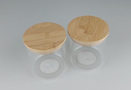 Glazen voorraadpot - Bruin - Transparant - &Oslash; 11,5 x h 12,5 cm - Set van 2-1