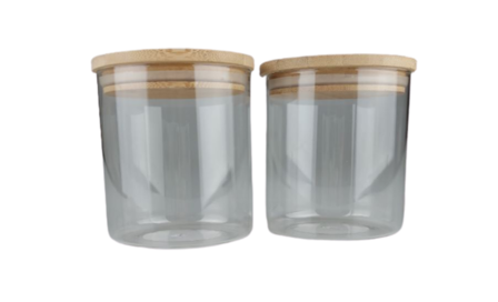 Glazen voorraadpot - Bruin - Transparant - &Oslash; 11,5 x h 12,5 cm - Set van 2