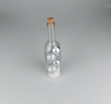 Decoratie Fles met kerstballen - Zilver - Glas - &Oslash; 7 x 30 cm - Rond-1