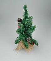 Mini kerstboom met rieten mandje - Groen - Kunststof - h 43 cm-1