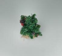 Mini kerstboom met rieten mandje - Groen - Kunststof - h 43 cm-2